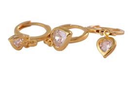 Trio Argolinha Coracao De Zirconia Folheado Em Ouro 18k