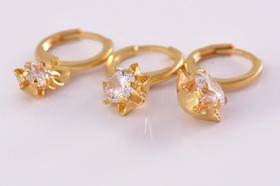 Trio Argolinha Estrelinha De Zircônia Folheado Em Ouro 18k F027