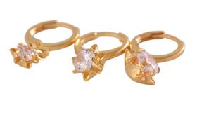 Trio Argolinha Estrelinha De Zirconia Folheado Em Ouro 18k