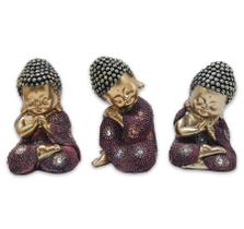 Trio Baby Buda da Sabedoria Buda Brilhante Vermelho 12 cm