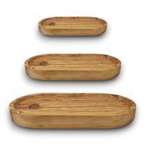 Trio Bandejas Rústicas Decorativas Oval Curva Madeira Pinus Trio Bandejas Rústicas Decorativas Oval Curva Madeira Pinus