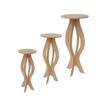 Trio Banqueta Decorativa Madeira Mdf Cru Mesa Canto