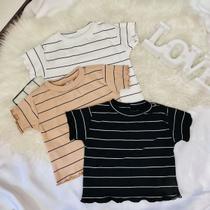 Trio Blusa de Manga Curta em Tecido Ribana com listras - BBP