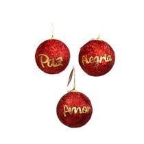 Trio Bola de Natal Palavra - 10cm Trio Bola de Natal Palavra - 10cm
