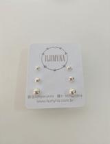 Trio bolinhas lisas três furos prata 925