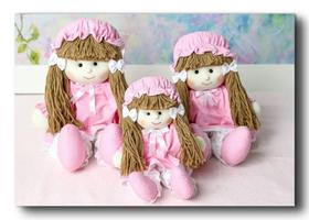 Trio boneca de pano rosa poa para Nichos e decorações quarto de bebê
