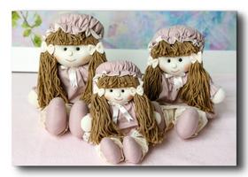 Trio boneca de pano rosa seco para Nichos e decorações quarto de bebê