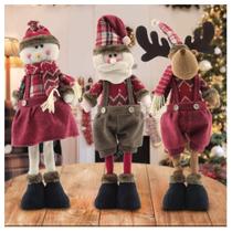 Trio Boneco De Neve Papai Noel Rena Decoração Natal 50cm