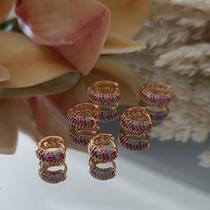 Trio Brinco Argola Microcravejado Colors Fino