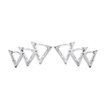 Trio Brinco Argolinha Triângulo Banhado a Prata 925