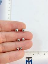 Trio Brinco Bolinha Aço Inox P, M e G com Tarraxa - Antialérgico