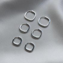 Trio Brinco de Argola Quadrada Lisa e Cravejada - Banhado em prata 925 Trio Brinco de Argola Quadrada Lisa e Cravejada - Banhado em prata 925