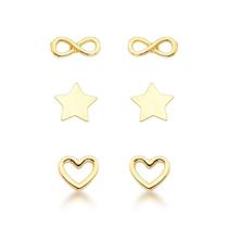 Trio brinco estrela, infinito, coração vazado Trio brinco estrela, infinito, coração vazado
