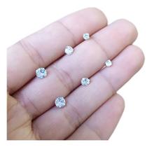Trio Brinco Pedra Zirconia Ponto De Luz 3 4 5 Mm Prata 925
