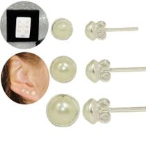 Trio Brinco Perola Cravação inglesa Prata Legitima 925 Trio Brinco Perola Cravação inglesa Prata Legitima 925