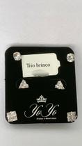 trio brinco prata ponto de luz com fechamento por tarraxa trio brinco prata ponto de luz com fechamento por tarraxa