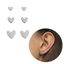 Trio Brincos Coração Aço cirúrgico antialérgico delicado