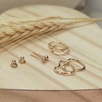 Trio brincos ouro 18k segundo furo argolinhas e bolinha