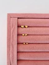 Trio brincos semi joia prata 925 e ouro 18k coração liso minimalista p m g Trio brincos semi joia prata 925 e ouro 18k coração liso minimalista p m g