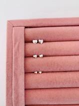 Trio brincos semi joia prata 925 e ouro 18k coração liso minimalista p m g