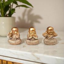 Trio Buda Decorativo 4cm em Resina Kit com 3 Peças Monge Hindu Sábio Modelo a Escolher
