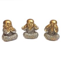Trio buda decorativo Enfeite Resina Meditando kit com 3 modelo a escolher Budismo Sabedoria Monge Hindu Sábio Bebê B73