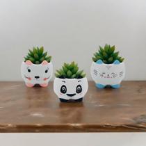 Trio Cachepo 3 Vasinho de Ceramica para Suculenta Bichinhos
