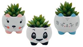 Trio Cachepo 3 Vasinho de Ceramica para Suculenta Bichinhos - Decore Casa Trio Cachepo 3 Vasinho de Ceramica para Suculenta Bichinhos - Decore Casa