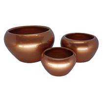 Trio Cachepot Vasinhos Arranjo Orquídea Suculentas Centro de Mesa Vaso Cerâmica