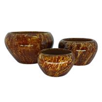 Trio Cachepot Vasinhos Arranjo Orquídea Suculentas Centro de Mesa Vaso Cerâmica