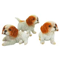 Trio Cachorro Decorativo Filhote em Resina Cachorrinho Cão Enfeite Casa Decorativa DOG