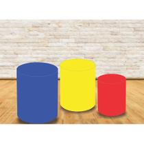 Trio Capa Cilíndrica Azul, Vermelho e Amarelo C/ Elástico Trio Capa Cilíndrica Azul, Vermelho e Amarelo C/ Elástico