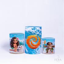 Trio Capa Cilindro 3d Festa Infantil Sublimado Veste Fácil C/elástico Moana Trio Capa Cilindro 3d Festa Infantil Sublimado Veste Fácil C/elástico Moana