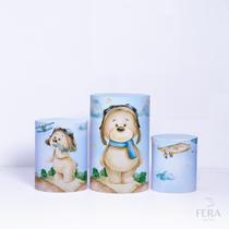 Trio Capa Cilindro 3d Festa Infantil Sublimado Veste Fácil C/elástico Ursos