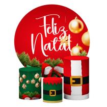 Trio Capa Cilindro Natal + Painel 1,5 Tecido Premium