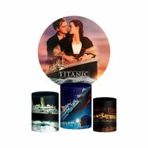 Trio Capa Cilindro + Painel Redondo 3D Titanic 1,50M - Prime Decor Festas