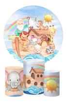 Trio Capa Cilindro + Painel Redondo Arca De Noé 1,5m Tecido Trio Capa Cilindro + Painel Redondo Arca De Noé 1,5m Tecido