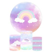 Trio Capa Cilindro + Painel Redondo Arco Iris