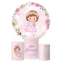 Trio Capa Cilindro + Painel Redondo Batizado Mod3