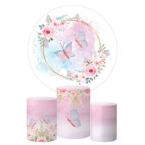 Trio Capa Cilindro + Painel Redondo Borboleta Rosa Trio Capa Cilindro + Painel Redondo Borboleta Rosa