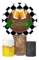 Trio Capa Cilindro + Painel Redondo Boteco Bar 1,5m Tecido