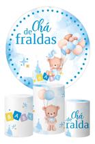 Trio Capa Cilindro Painel Redondo Chá De Fralda Bebê Menino