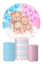 Trio Capa Cilindro + Painel Redondo Chá Revelação 1,5x1,5m Trio Capa Cilindro + Painel Redondo Chá Revelação 1,5x1,5m