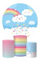 Trio Capa Cilindro + Painel Redondo Chuva De Bençãos 1,5x1,5