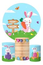 Trio Capa Cilindro + Painel Redondo Coelhinho Páscoa 1,50m Trio Capa Cilindro + Painel Redondo Coelhinho Páscoa 1,50m