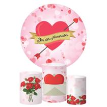 Trio Capa Cilindro + Painel Redondo Dia Dos Namorados Mod2