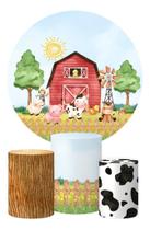 Trio Capa Cilindro + Painel Redondo Fazendinha Aquarela 1,5m Trio Capa Cilindro + Painel Redondo Fazendinha Aquarela 1,5m