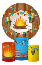 Trio Capa Cilindro + Painel Redondo Festa Junina 1,5m Tecido Trio Capa Cilindro + Painel Redondo Festa Junina 1,5m Tecido