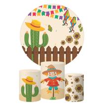 Trio Capa Cilindro + Painel Redondo Festa Junina Mod 10