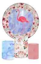 Trio Capa Cilindro + Painel Redondo Flamingo Tropical 1,50m Trio Capa Cilindro + Painel Redondo Flamingo Tropical 1,50m